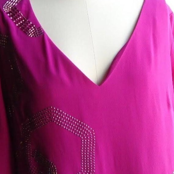 TRINA TURK Boysenberry GLITTERATI Beaded Sequins Geo Pattern Silk Mini Dress - Picture 6 of 8